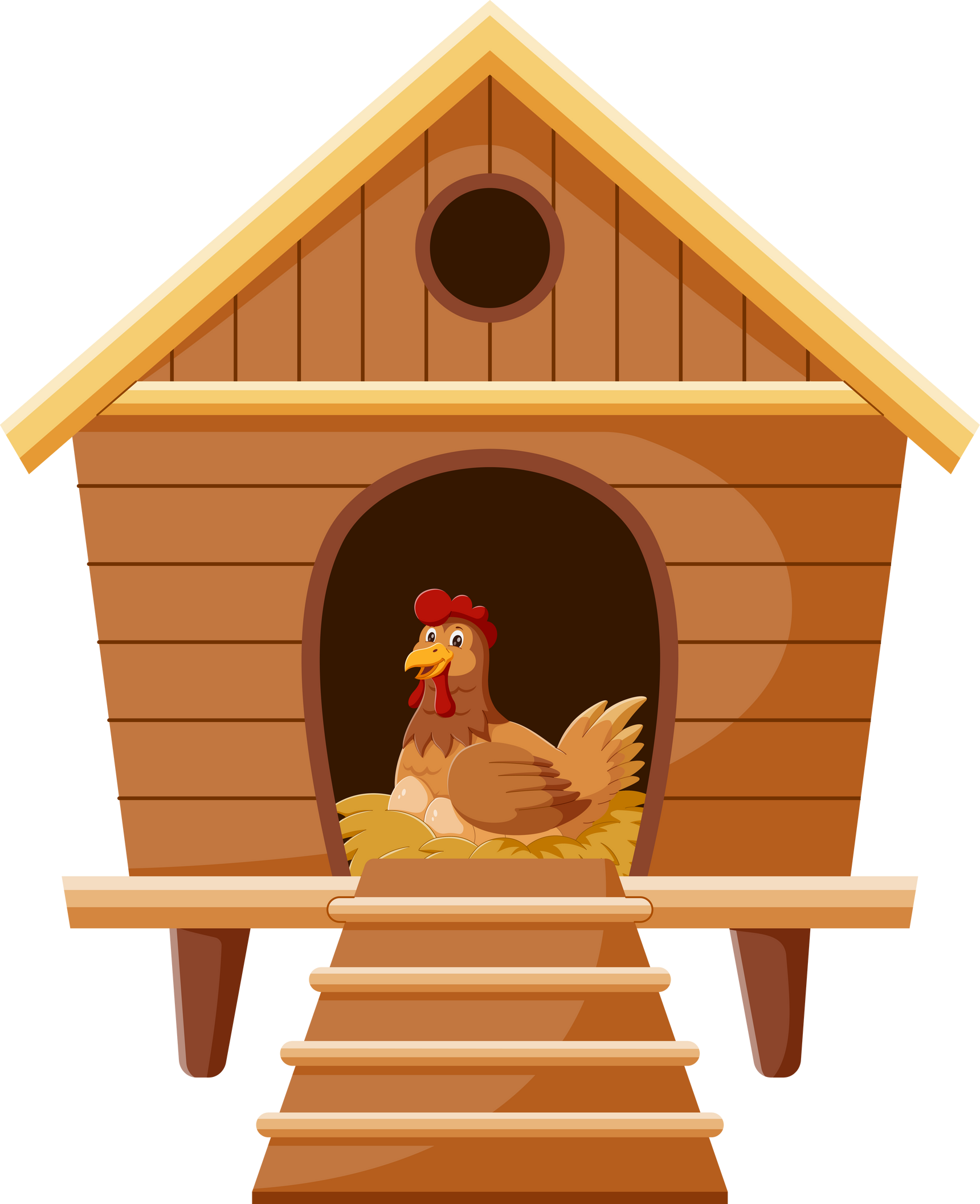 Chicken coop, hen house cartoon